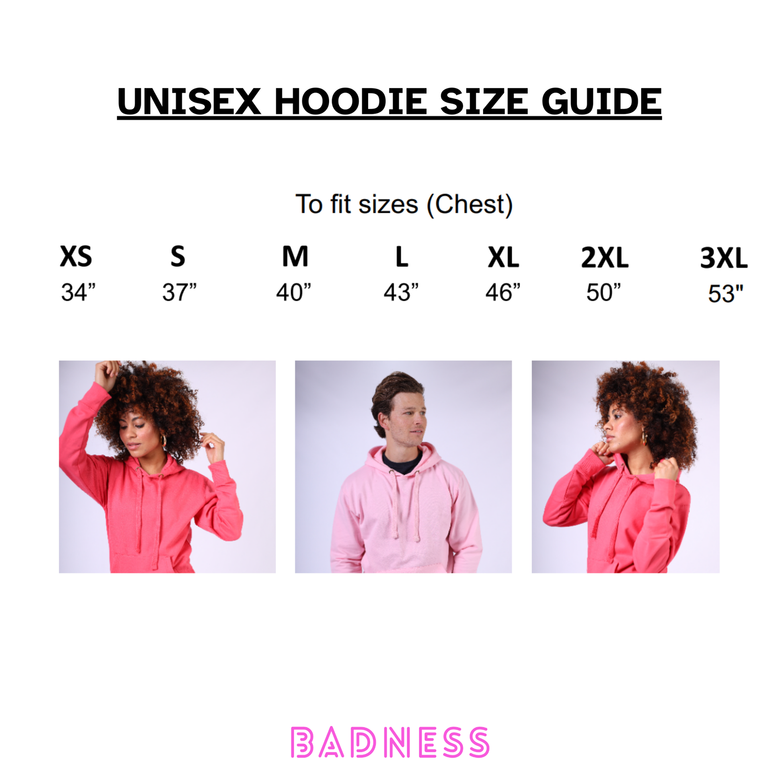 hoodie size guide
