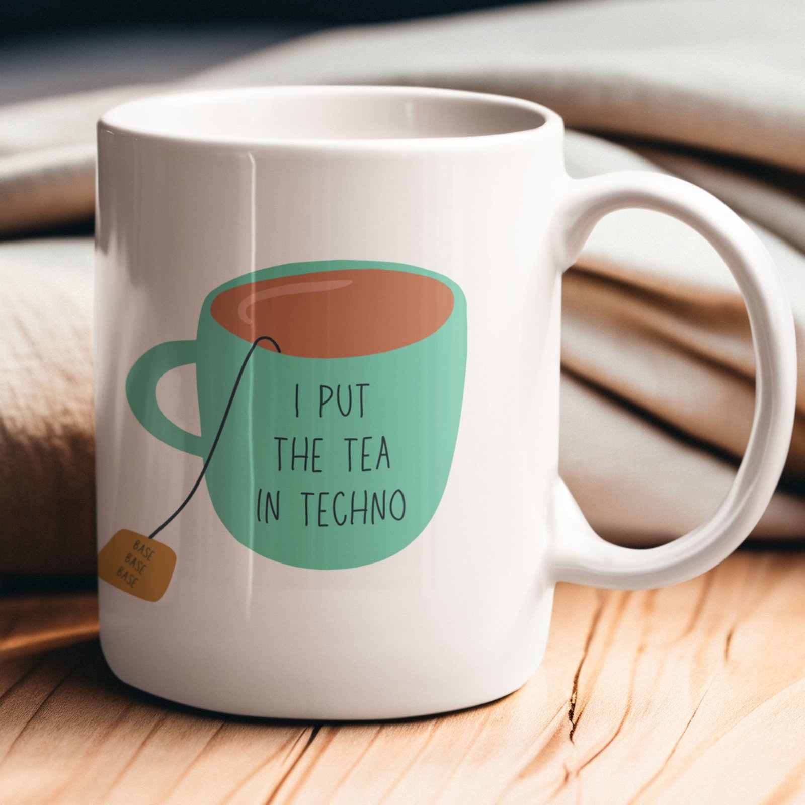 tea in techno cofee mug for edm fans